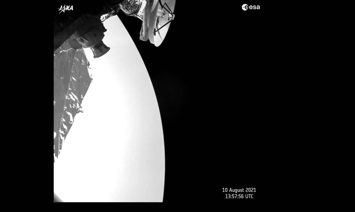 A missão BepiColombo capturou esta imagem de Vênus no dia 10 de agosto de 2021, enquanto a espaçonave passava pelo planeta.(© ESA/BepiColombo/MTM/Direitos reservados)