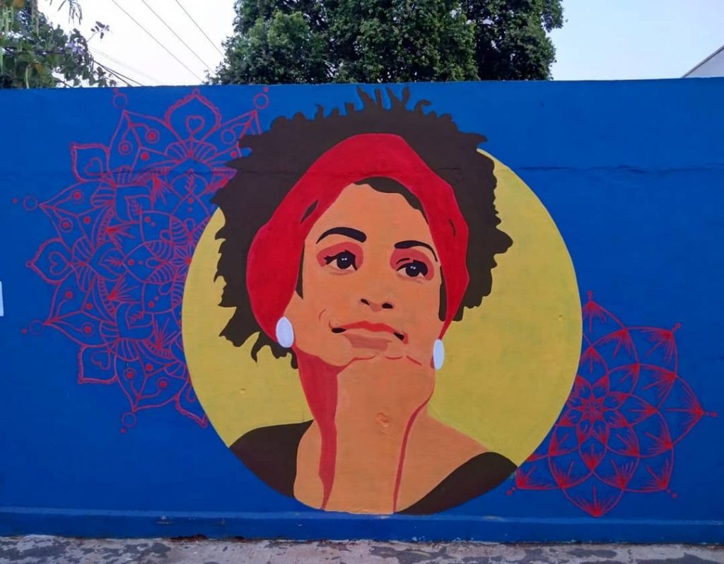 Mural de Marielle Franco em escola de Araçatuba