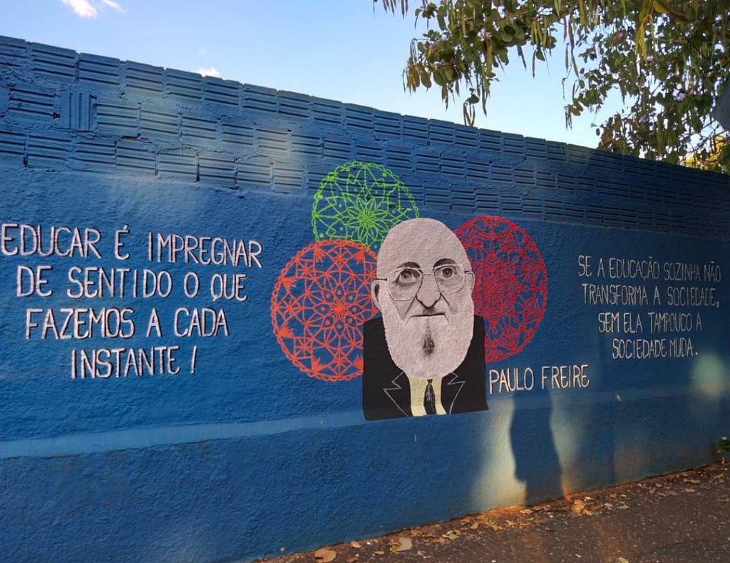 Mural Paulo Freire em escola de Araçatuba