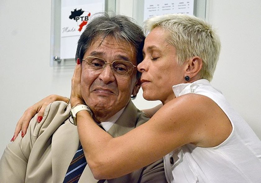 Roberto Jefferson e a filha, a também ex-deputada Cristiane Brasil (PTB/Reprodução)