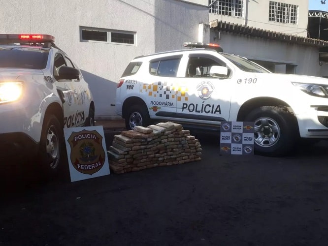 Tabletes de maconha foram apreendidos em rodovia de Poloni — Foto: Divulgação/Polícia Militar