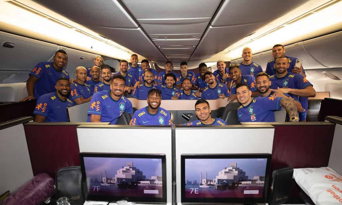 Seleção brasileira no avião