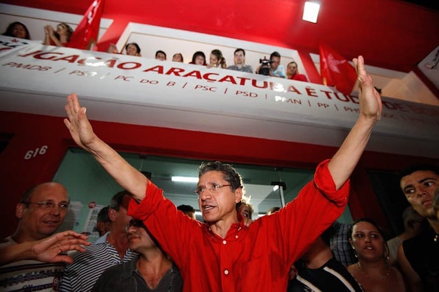 Cido Sério, nos tempos em que ainda era filiado ao PT, na festa de sua reeleição, em 2012