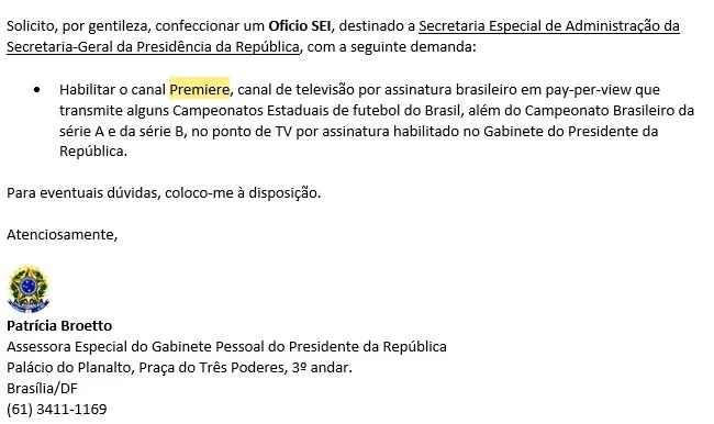 print assinatura globo premiere bolsonaro gabiente presidencia