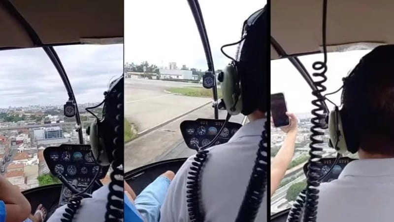 Vídeo do interior do helicóptero (Reprodução Redes Sociais)
