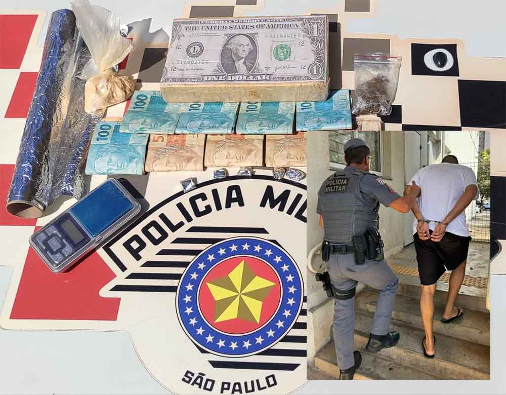 Homem é preso com tijolo de cocaína e R$ 9 mil no Alvorada trafico 13