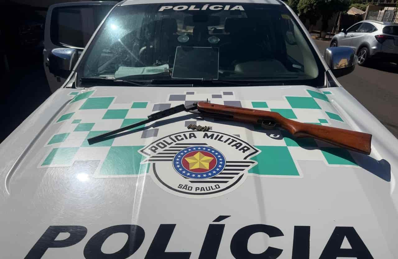 Denúncia leva PM Ambiental a apreender arma e munições em Mirandópolis Arma ambiental