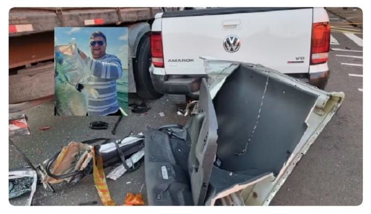 Empresário conhecido como ‘Chico Pomba’ morre após bater caminhonete em caminhão estacionado em Ourinhos — Foto: Passando a Régua/Reprodução