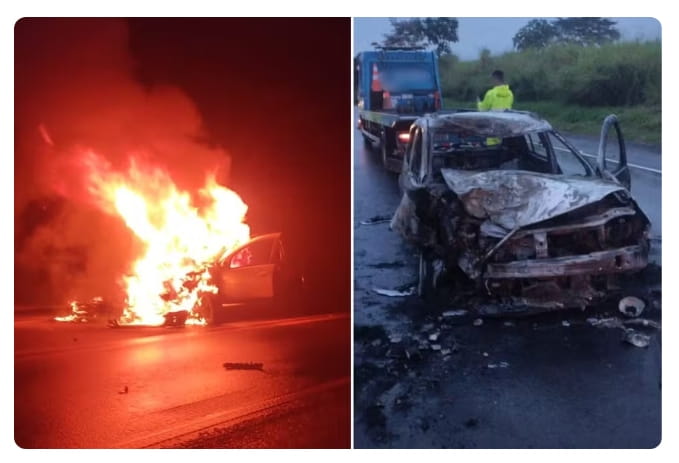 Jovem morre carbonizado após colisão entre moto e carro na SP-294 Motociclista morre carbonizado após bater de frente contra carro em rodovia em Irapuru (SP) — Foto: Reprodução/Jorge Zanoni