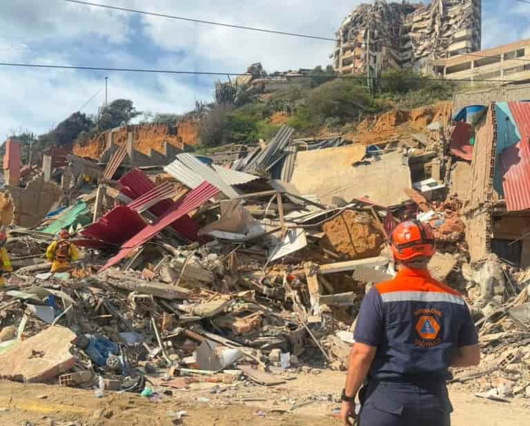Defesa Civil de São Paulo atua em área atingida pelo terremoto na Venezuela Além do efetivo especializado já em atuação, um novo contingente será enviado para reforçar a missão brasileira. Foto: Defesa Civil