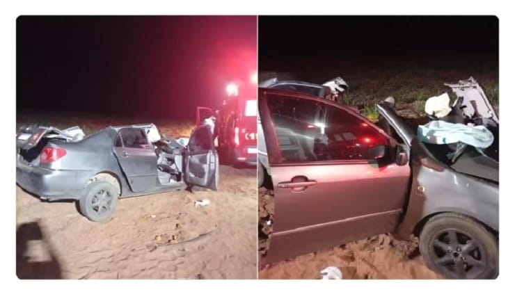 Carro bate na traseira de carreta e quatro pessoas ficam feridas na região Foto: Corpo de Bombeiros/Divulgação