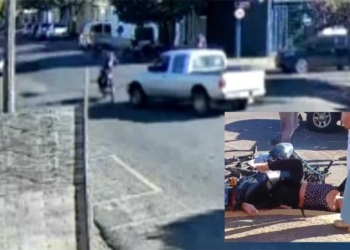acidente entre moto e camionhonete