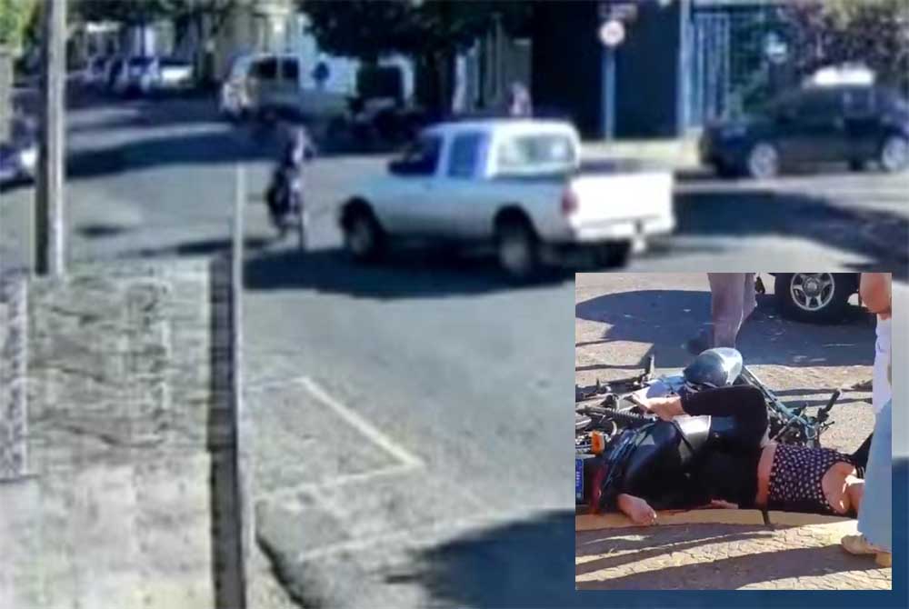 Motociclista sofre múltiplas fraturas após colisão frontal com caminhonete acidente entre moto e camionhonete