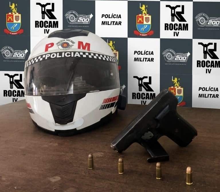 PM apreende pistola carregada em condomínio de Birigui após denúncia arma rocam birig