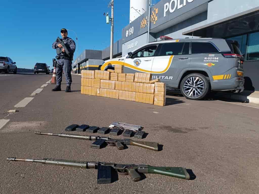 Polícia apreende 158 kg de pasta base de cocaína e dois fuzis no interior de SP drogas fuzis