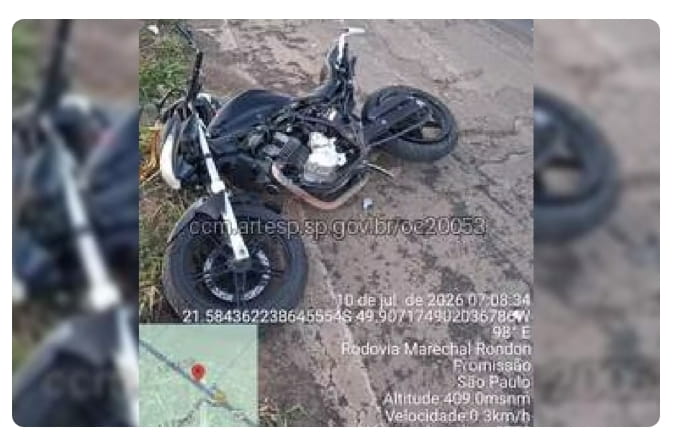 Motociclista morre após carro atingir traseira da moto na Marechal Rondon Foto: Artesp/Divulgação
