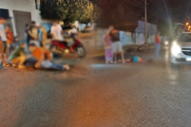 Acidente com moto deixa ciclista em estado grave em Guararapes Foto: Guararapes Sorriso News