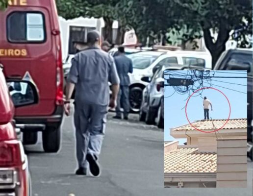 Homem resgatado de telhado recebe alta e família vai em busca de tratamento homem armado no telhado