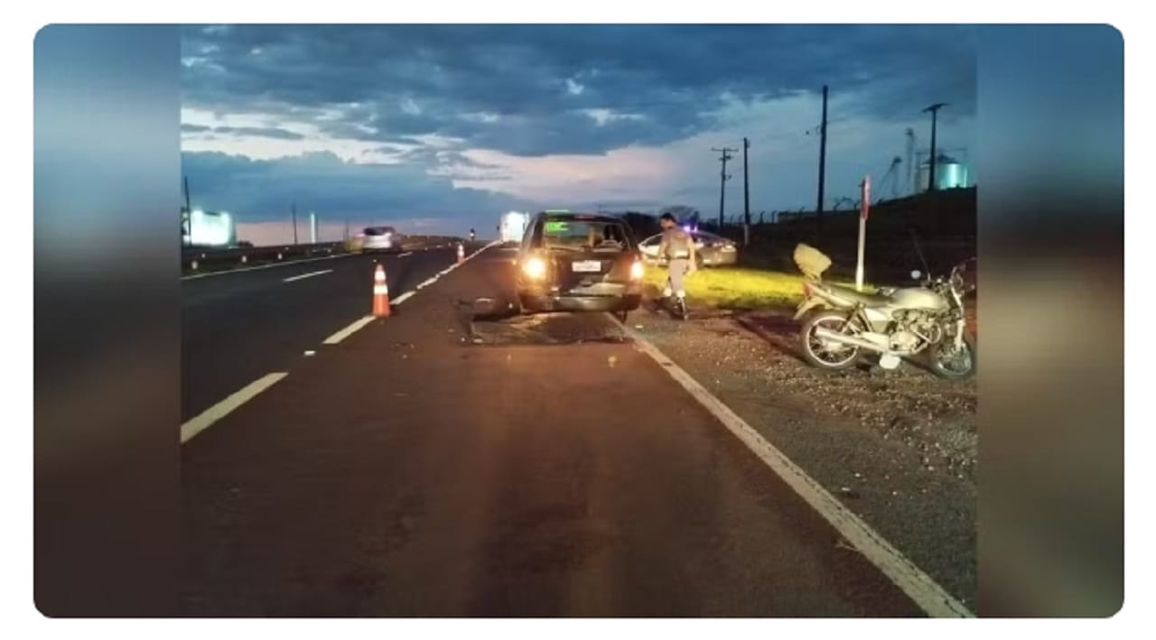 Motociclista de 58 anos morre após bater em carro em rodovia da região Foto: Polícia Militar Rodoviária/Divulgação