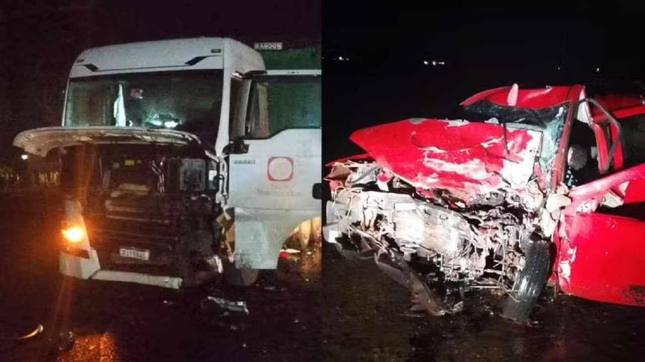 Colisão frontal entre carro e carreta mata três na BR-158 em Três Lagoas Divulgação: Corpo de Bombeiros Militar de Mato Grosso do Sul