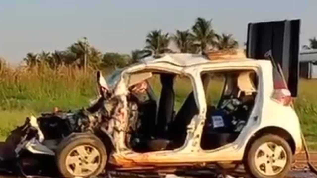 Homem fica gravemente ferido após acidente entre carro e caminhão e motorista foge acidente Birigui