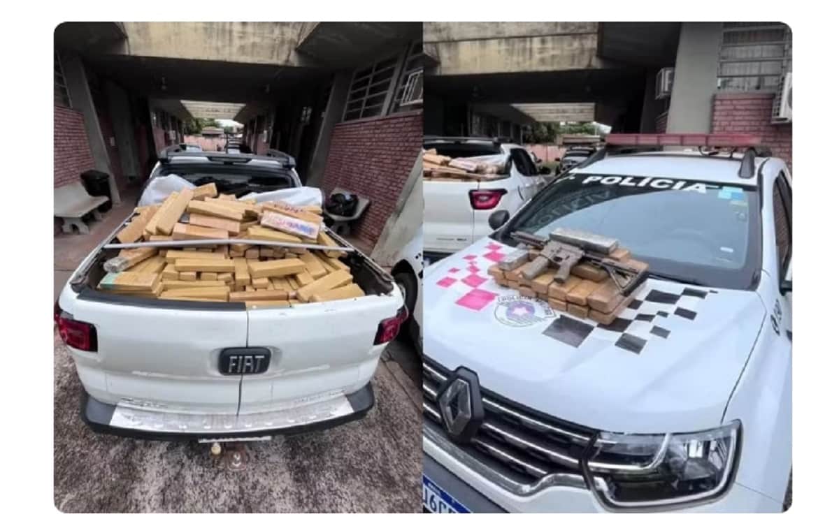Motorista é preso ao transportar carga de maconha e fuzil em Teodoro Sampaio (SP) — Foto: Reprodução/Polícia Militar