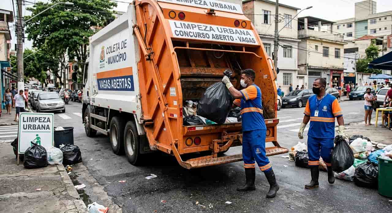 Birigui abre seleção para 10 vagas de coletor de lixo com inscrição gratuita Imagem ilustrativa gerada por IA