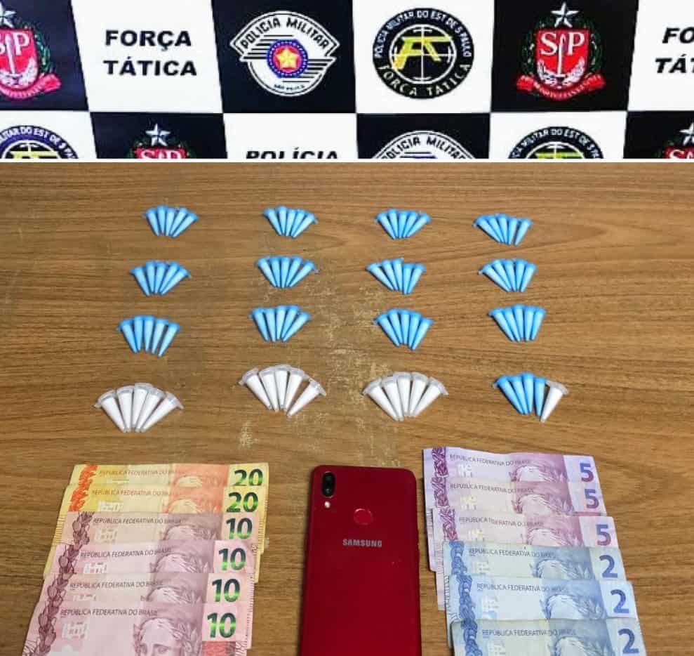 Força Tática apreende adolescente com 80 microtubos de cocaína em Araçatuba pinos ata
