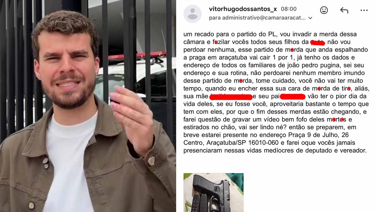Vereador Pugina e família sofrem ameaça de morte com foto de arma pugina