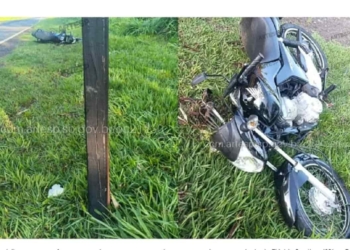Motociclista morre após pneu traseiro estourar e moto bater contra placa em rodovia de Flórida Paulista (SP) — Foto: Artesp/Divulgação