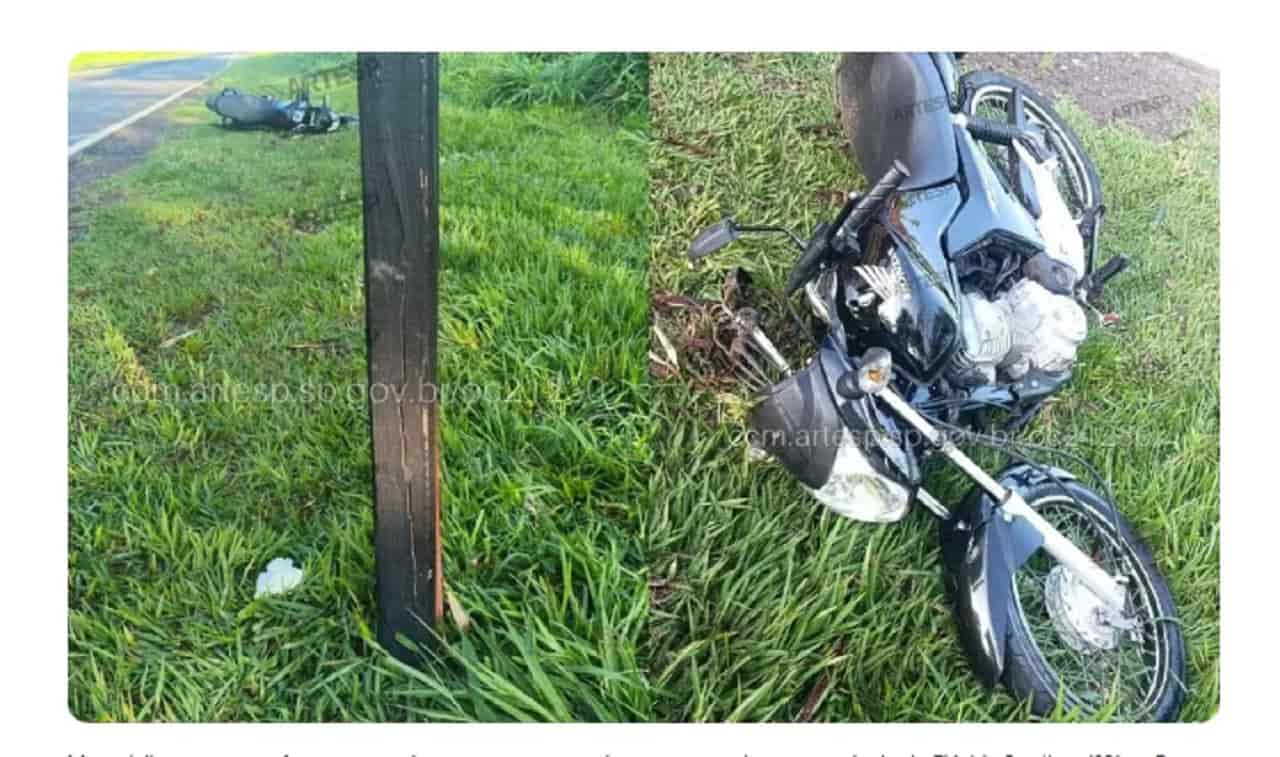 Motociclista morre após pneu traseiro estourar e moto bater contra placa em rodovia de Flórida Paulista (SP) — Foto: Artesp/Divulgação