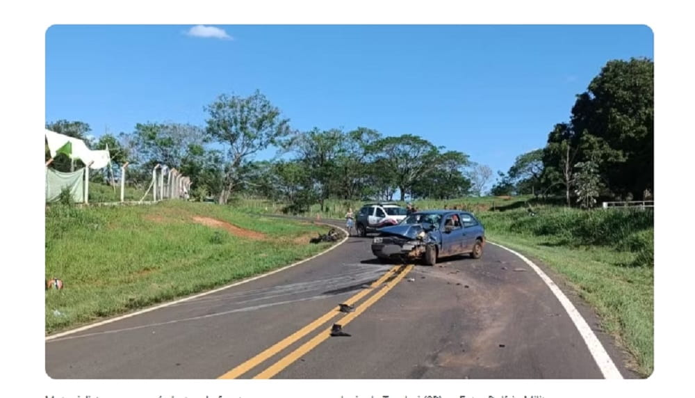 Motociclista de 31 anos morre após colisão frontal com carro no interior de SP acidente interior 2
