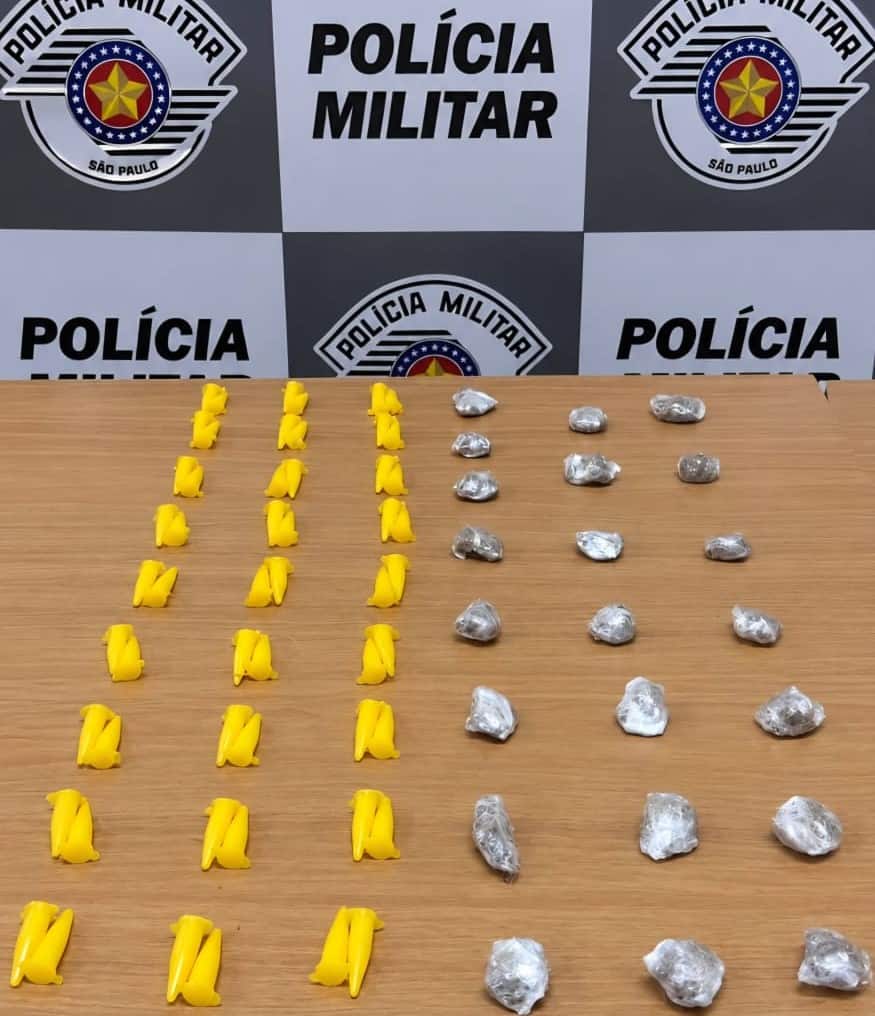 PM apreende 75 porções de drogas perto de escola em Araçatuba cocaina maconha PM