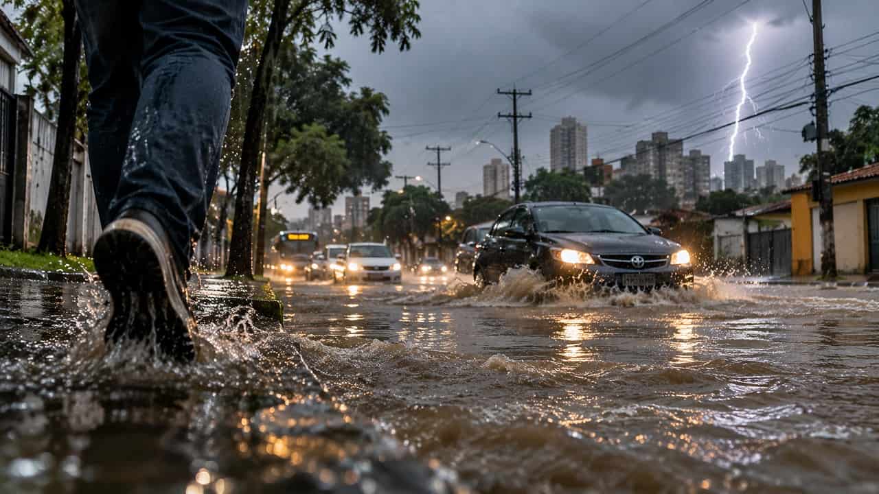 Chuvas e alagamentos: veja como evitar acidentes com energia elétrica Imagem ilustrativa gerada por IA