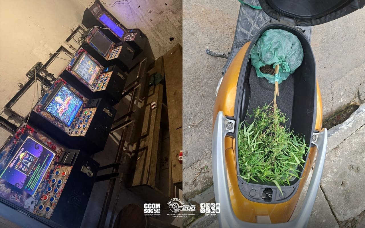 PM encontra homem ferido à espera de 'sentença do tribunal do crime' em bar de SP maquinas caca niqueis e planta de cannabis