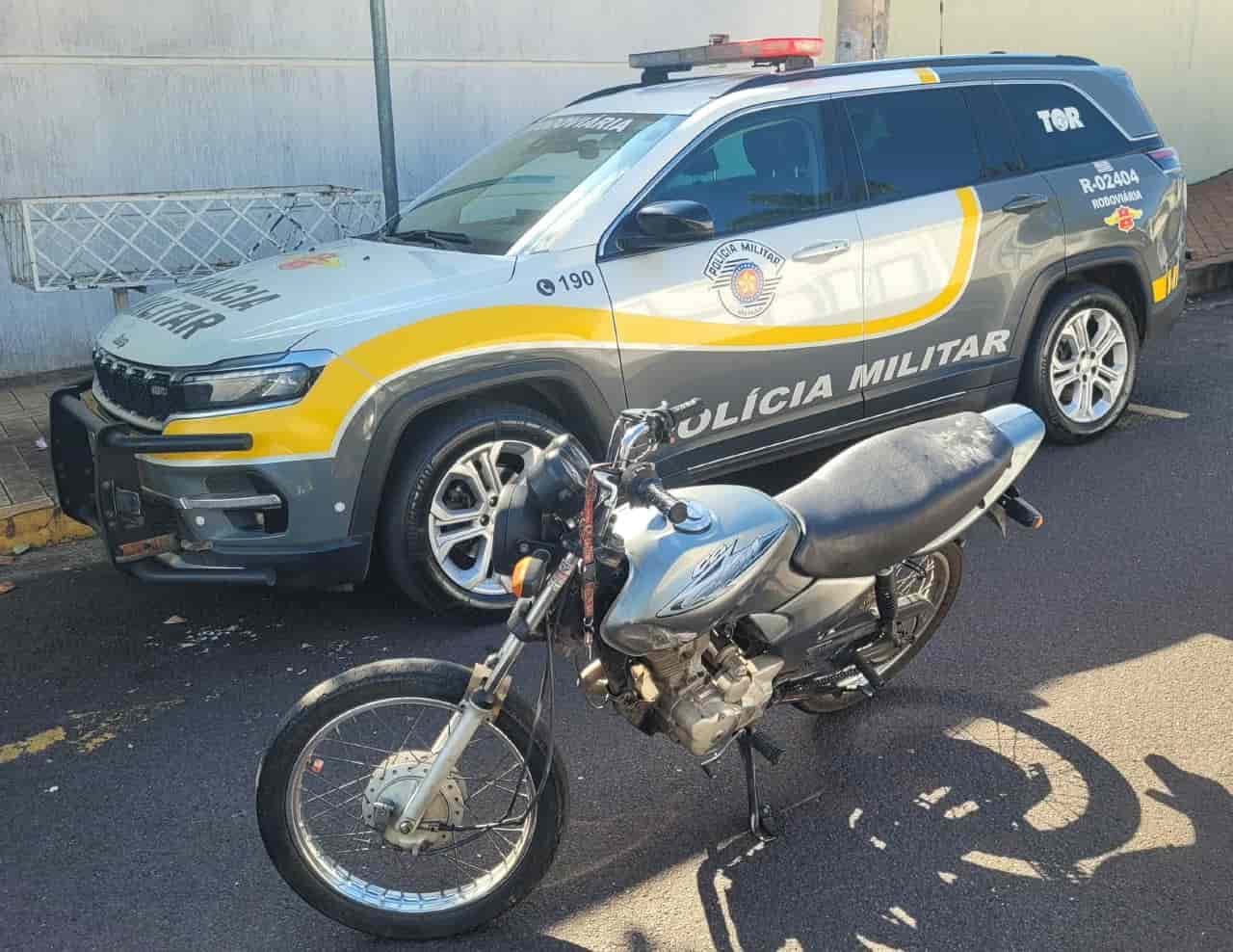 TOR persegue motociclista em Birigui e recupera moto furtada em Penápolis moto TOR